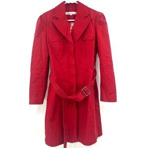 Kenneth Cole Red Cotton Blend Belted Trench Coat Women's Large